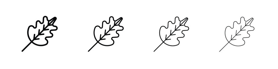 Oak leaf with veins icons. line strokes simple icons