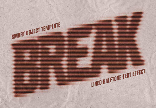 Red Lined Halftone Text Effect Mockup