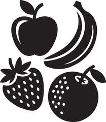 silhouette Vector Fruit set Icons