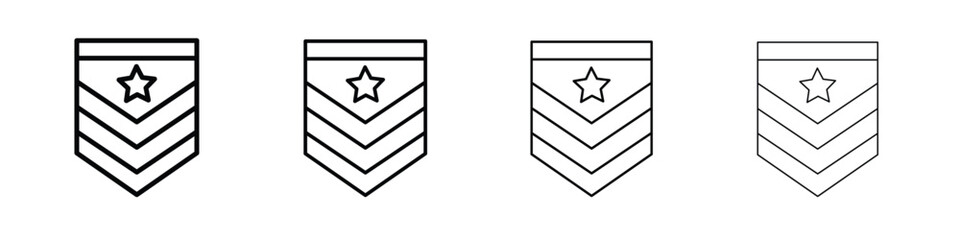 Military rank badge icons. line strokes simple icons