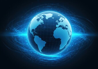 Digital world globe hologram earth