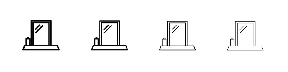 Makeup mirror icons. line strokes simple icons