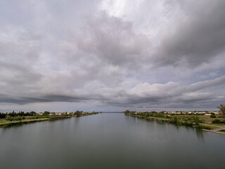 storm clouds over the river