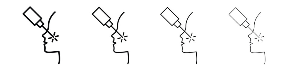 Laser anti aging beauty icons. line strokes simple icons