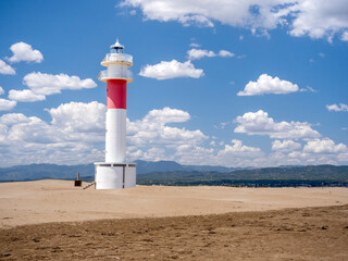 Fototapeta premium Fargar lighthouse, Ebro Delta. lighthouse on the coast