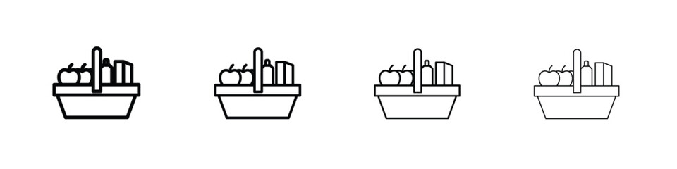 Grocery shopping icons. line strokes simple icons