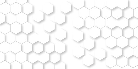 Fototapeta premium Minimal abstract White Hexagonal Background. Luxury White Pattern. Futuristic grid honeycomb mosaic white background. geometric mesh cell texture. modern futuristic wallpaper. 