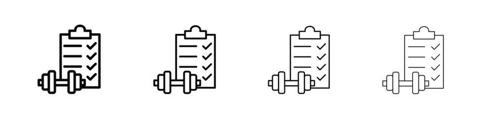 Fitness plan icons. line strokes simple icons