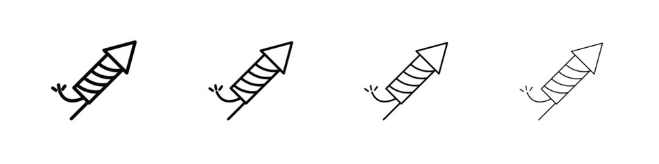Fireworks rocket signs. line strokes simple icons