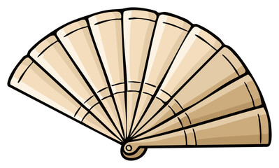 Elegant Folding Fan Isolated, Handheld Accessory for Cooling, Decoration or Performance