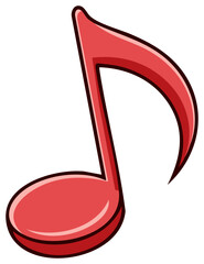 Obraz premium Single Red Music Note Illustration Symbol Icon for Musical Notation Graphic Design
