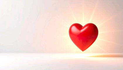 Glowing red heart charity symbol illustration with abstract clean background