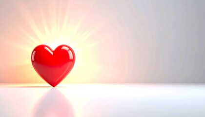 Glowing red heart charity symbol illustration with abstract clean background