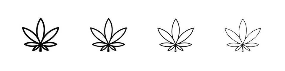 Cannabis leaf icons. line strokes simple icons