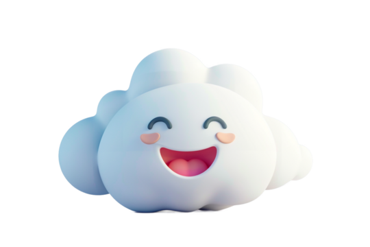 Happy smiling cloud character 3d render