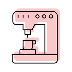 Coffee machine color shadow thinline icon , vector, pixel perfect, illustrator file 
