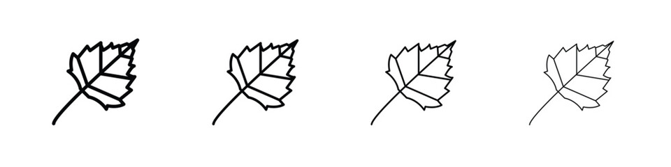 Birch leaf icons. line strokes simple icons