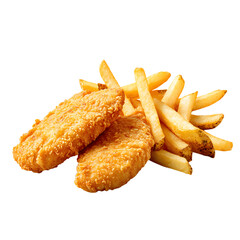 Crispy Battered Fish Fillets with Golden French Fries on Plate
