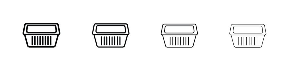 Aluminum foil food container icons. line strokes simple icons