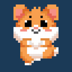 Pixel Art Hamster Character with Blush Cheeks