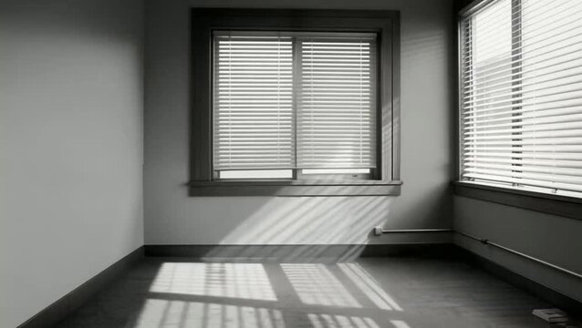 Una ventana con persiana bajada, luz entrando por una rendija fina durante el dia