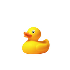A bright yellow rubber duck on transparent background