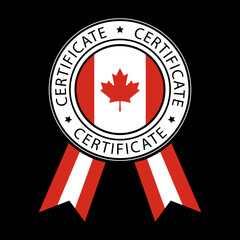 Vector illustration of Canada ribbon certificate on black background.