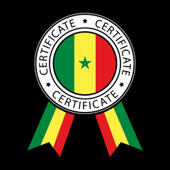 Vector illustration of Senegal ribbon certificate on black background.