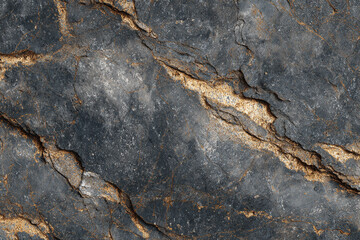 Dark gray stone texture with gold veins natural rock background