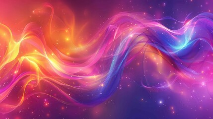 Fototapeta premium Colorful abstract waves with glowing light effects and starry background for creative design