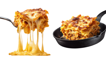 Set of hand holding lasagne noodles on transparent background