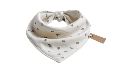 White halloween bandana with small black bat pattern isolated on transparent background