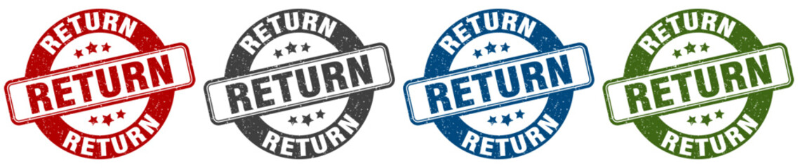 return stamp. return round stamp set isolated on white background