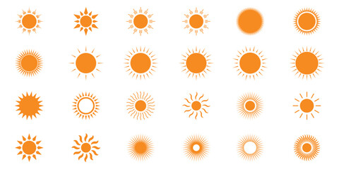  Radial fireworks burst, sunset and sunrise, star beams, sparkle elements. Vector classic boho logo line set