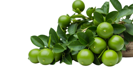 Fresh Green Limes on Branch Citrus Fruit Tree Close Up Healthy Food Ingredient Still Life