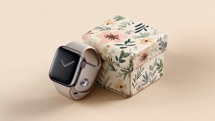 Smartwatch and Gift Box in Soft Light A Studio Setup for Product Photography