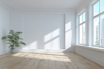Obraz premium Empty bright room with large windows
