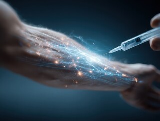 Fototapeta premium AI Smart Vaccine Injection with Digital Immune Response Visualization