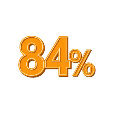 Eighty-Four Percent (84%) - Orange 3D Number Graphic