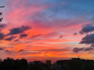 sunset over the city