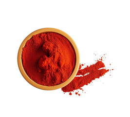 Red Chili Spice Powder in Bowl on Transparen Background