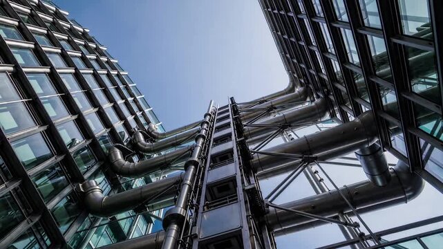 upward-facing graphic of renowned architectural structure known for its externally visible services