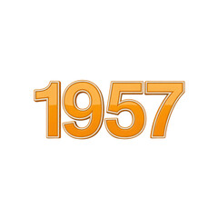 1957 Glossy Orange 3D Number Design Element