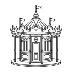 Classic carousel tent outline drawing for amusement park fun © firoj