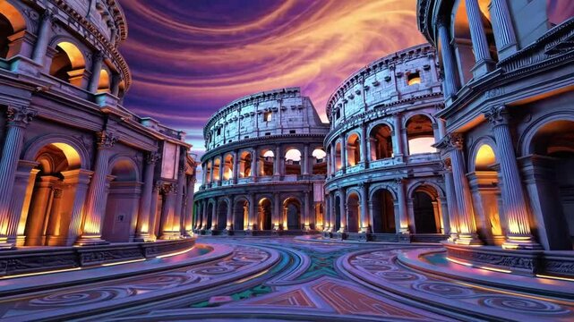 Abstract Representation of Historical Journey in Architecture with 3D Background