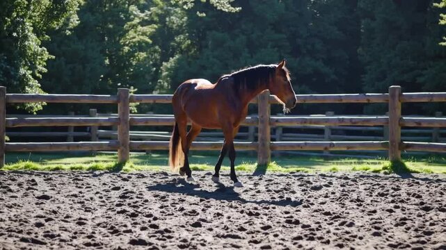 Equine Animal Standing Inside Enclosed Pen at Equine Care Facility