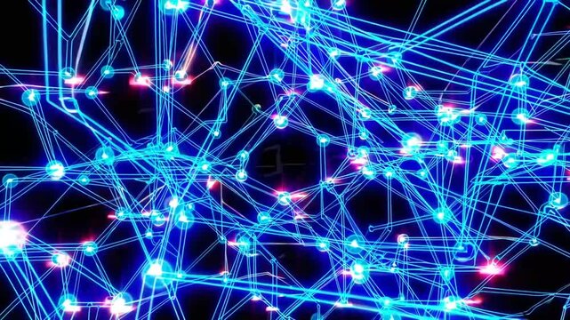 Abstract Visual Representation of Data Flow and Technological Connectivity with Dominant Blue Color Scheme for High-Tech Backgrounds