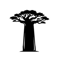 Silhouette of a Large Tree with Lush Green Canopy Against a Dark Background