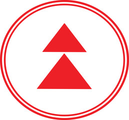 Simple red arrow icon with double circle border