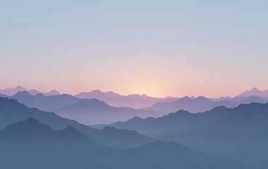 Obraz premium Minimalist Mountain Silhouette at Dawn